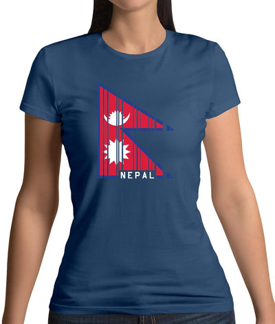 Nepal Barcode Style Flag Womens T-Shirt