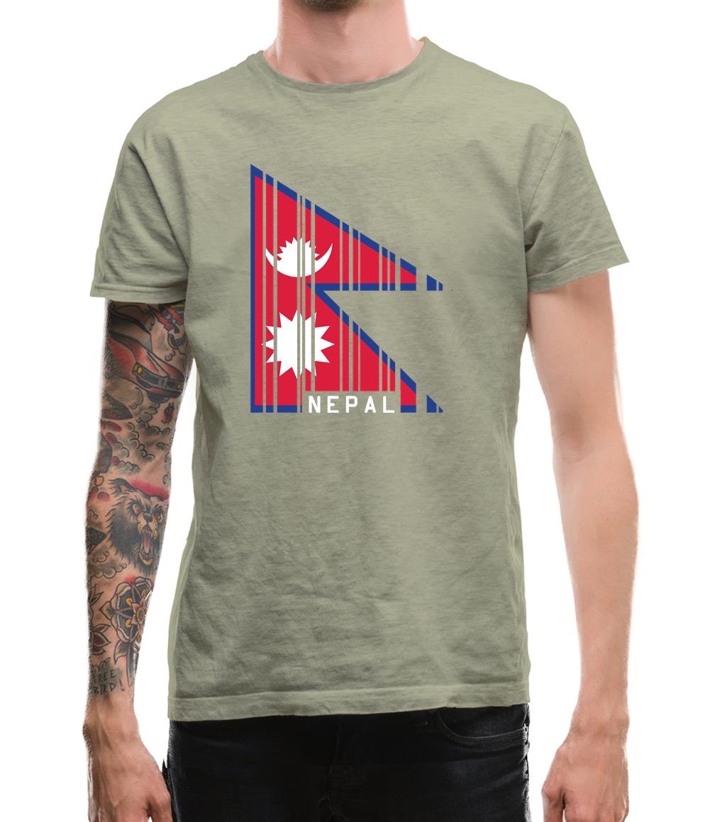Nepal Barcode Style Flag Mens T-Shirt