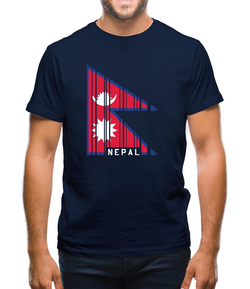 Nepal Barcode Style Flag Mens T-Shirt
