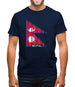 Nepal Barcode Style Flag Mens T-Shirt