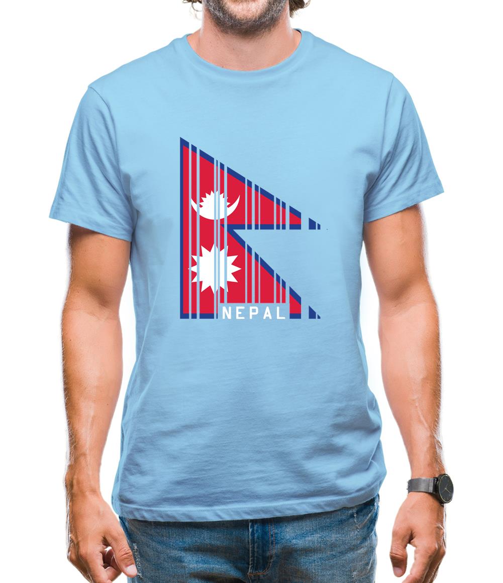 Nepal Barcode Style Flag Mens T-Shirt