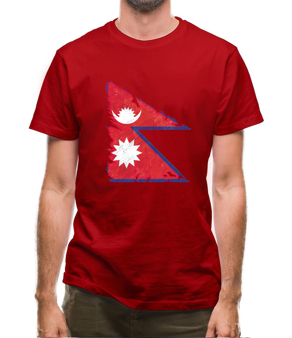 Nepal Grunge Style Flag Mens T-Shirt
