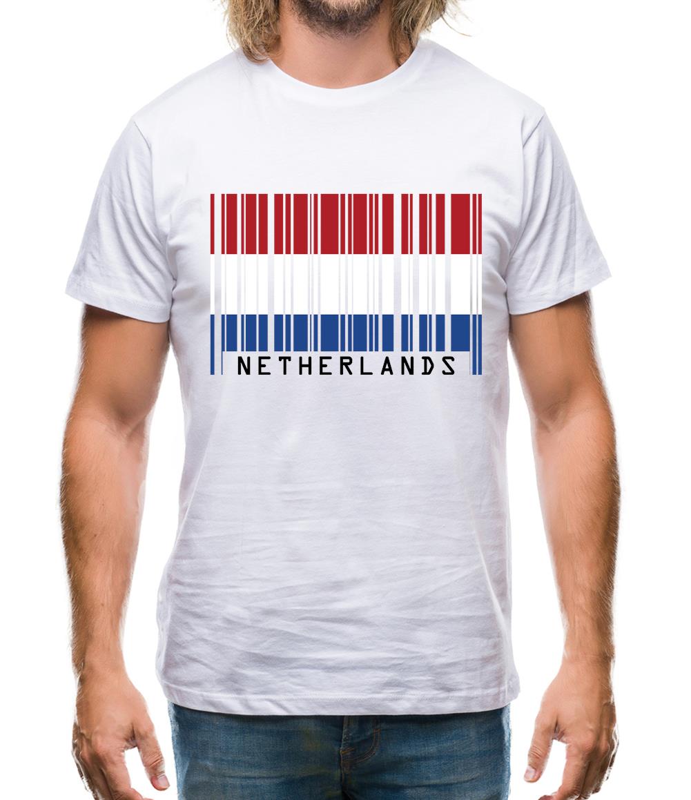 Netherlands Barcode Style Flag Mens T-Shirt