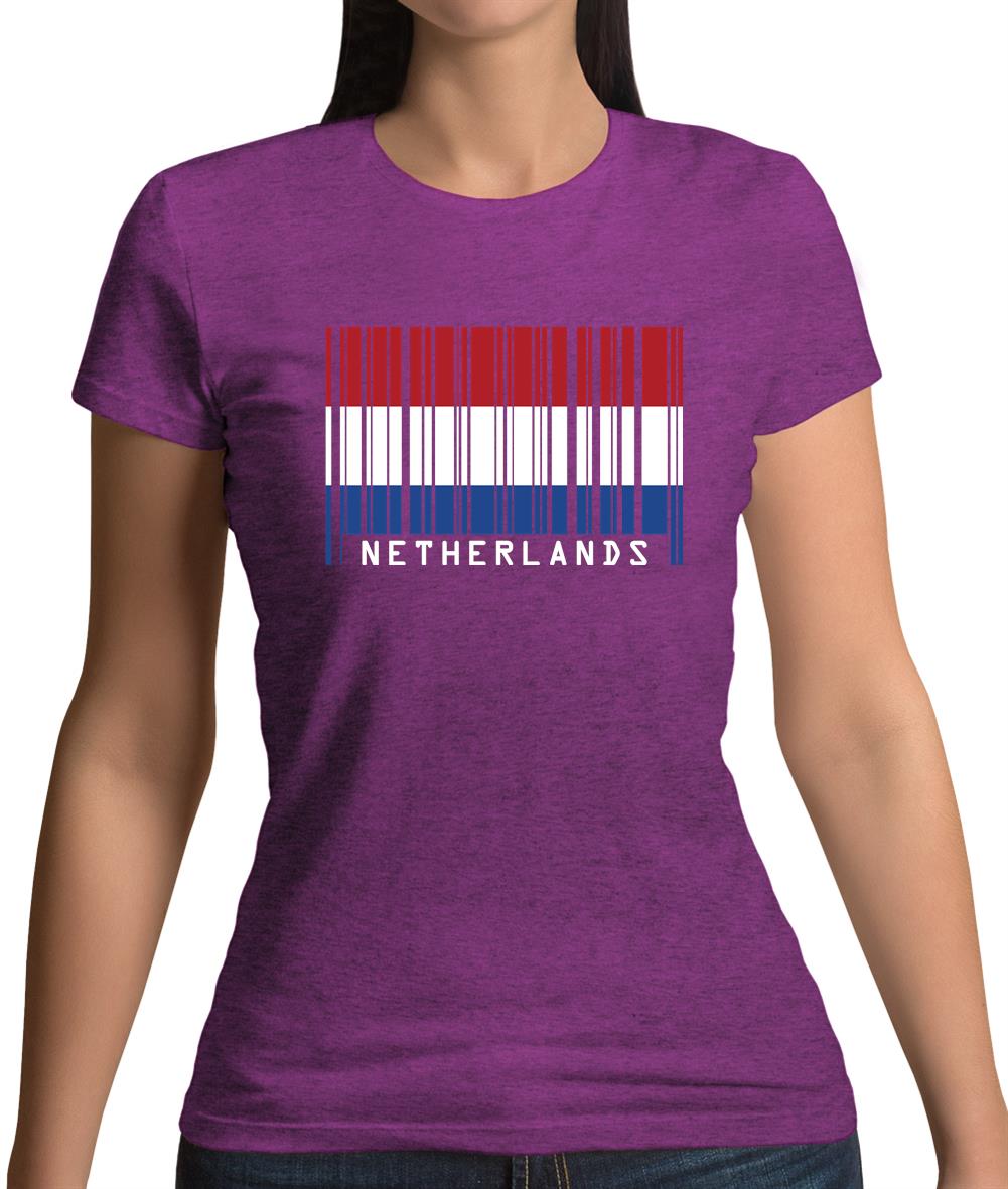 Netherlands Barcode Style Flag Womens T-Shirt