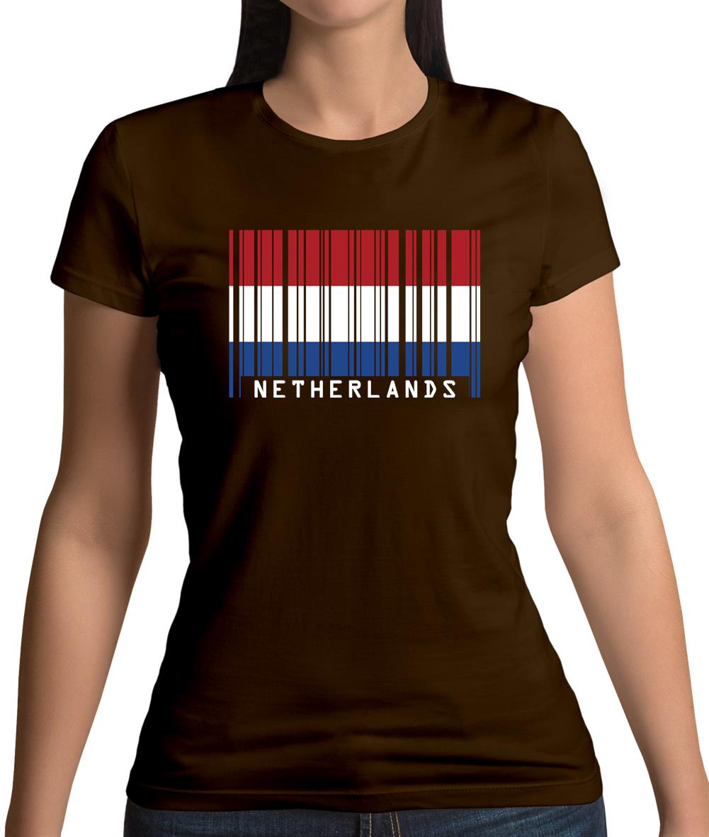 Netherlands Barcode Style Flag Womens T-Shirt
