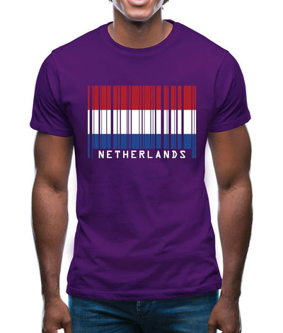 Netherlands Barcode Style Flag Mens T-Shirt