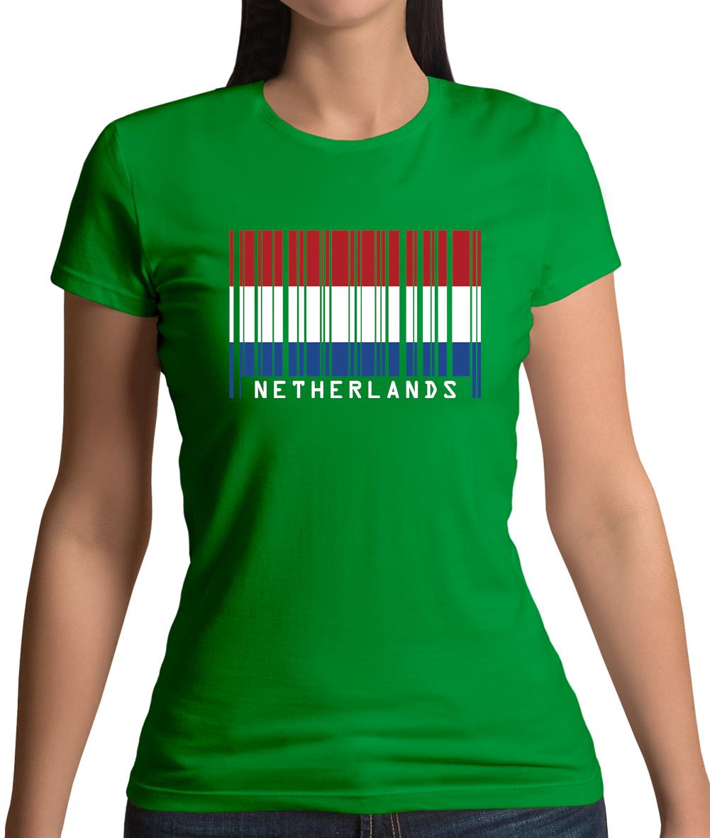 Netherlands Barcode Style Flag Womens T-Shirt