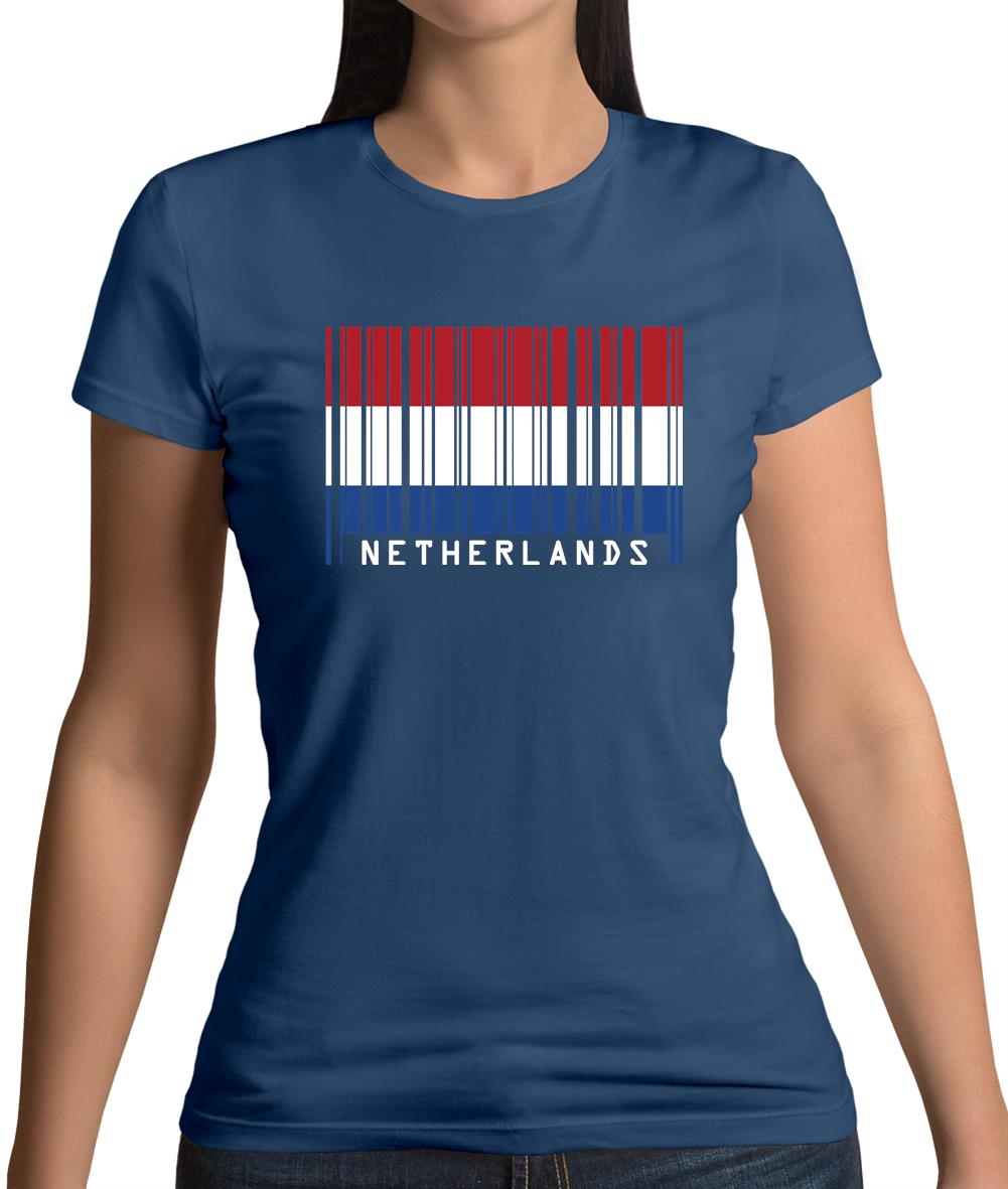 Netherlands Barcode Style Flag Womens T-Shirt