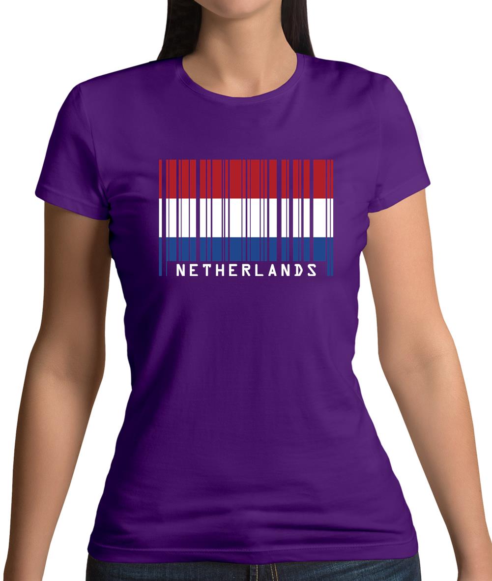 Netherlands Barcode Style Flag Womens T-Shirt