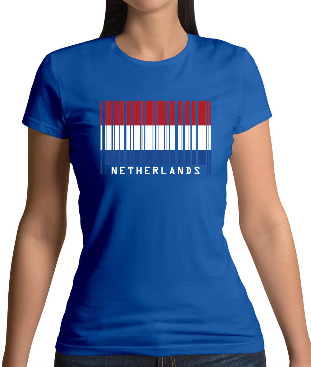 Netherlands Barcode Style Flag Womens T-Shirt