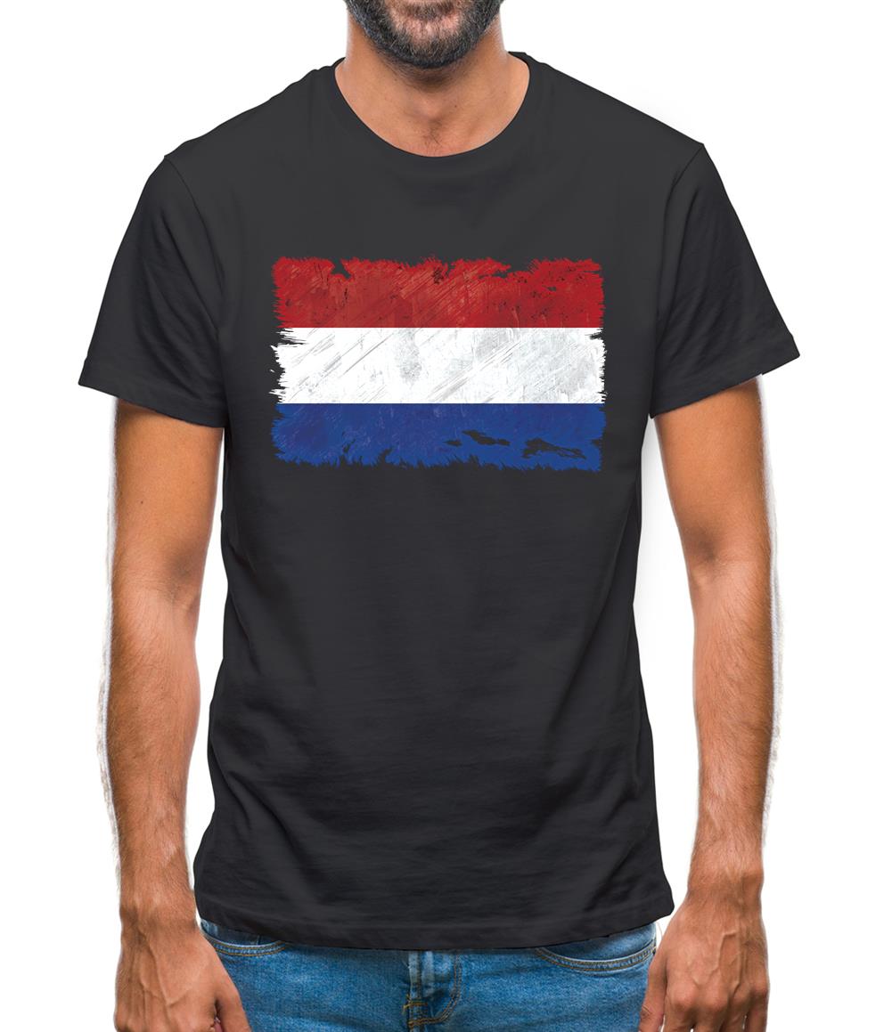 Netherlands Grunge Style Flag Mens T-Shirt
