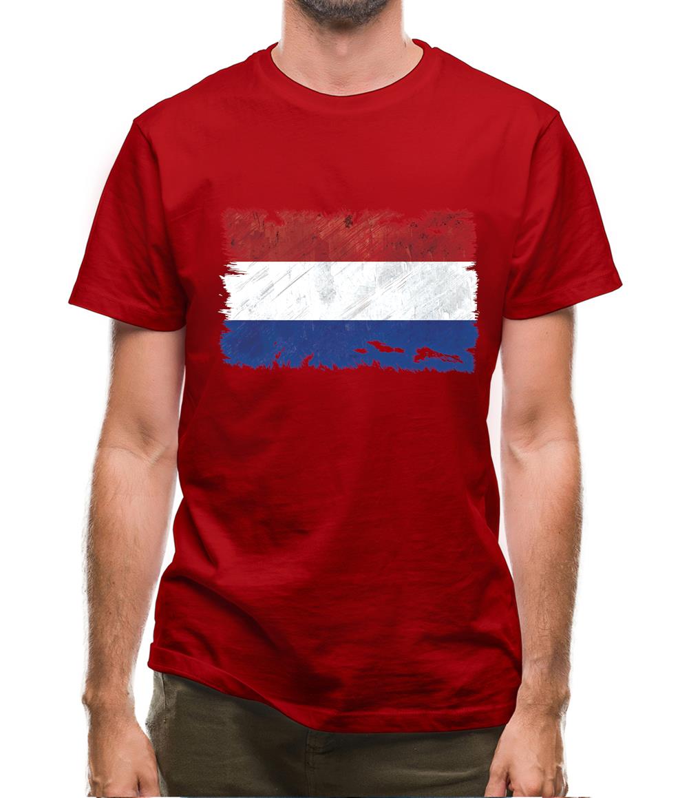 Netherlands Grunge Style Flag Mens T-Shirt