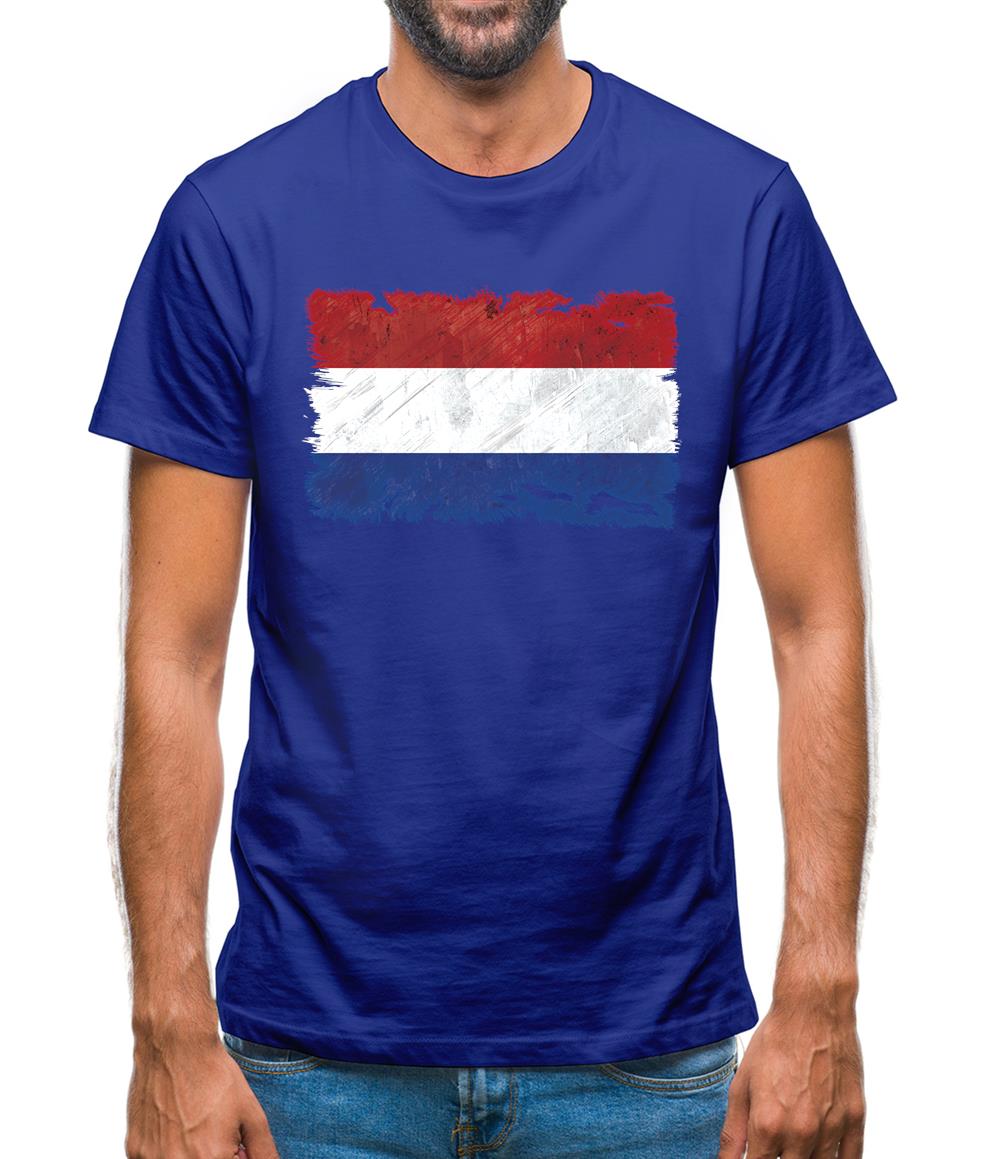 Netherlands Grunge Style Flag Mens T-Shirt