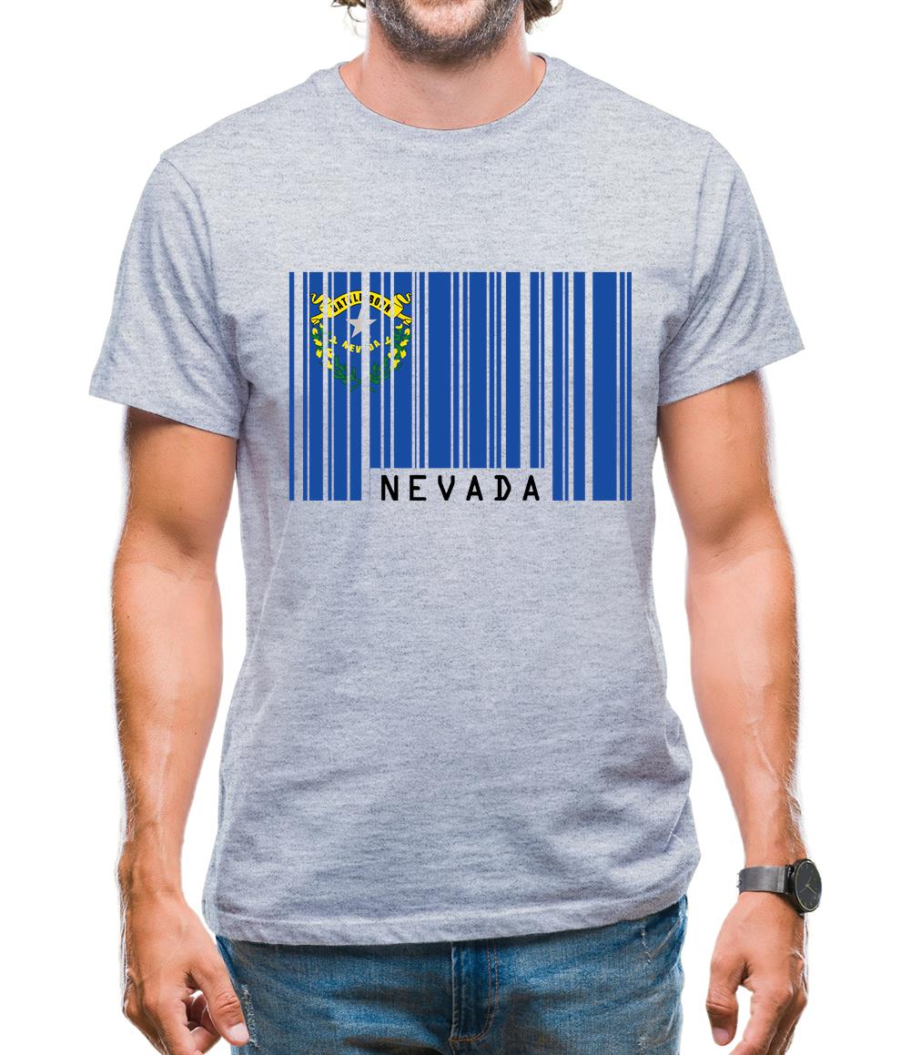 Nevada Barcode Style Flag Mens T-Shirt