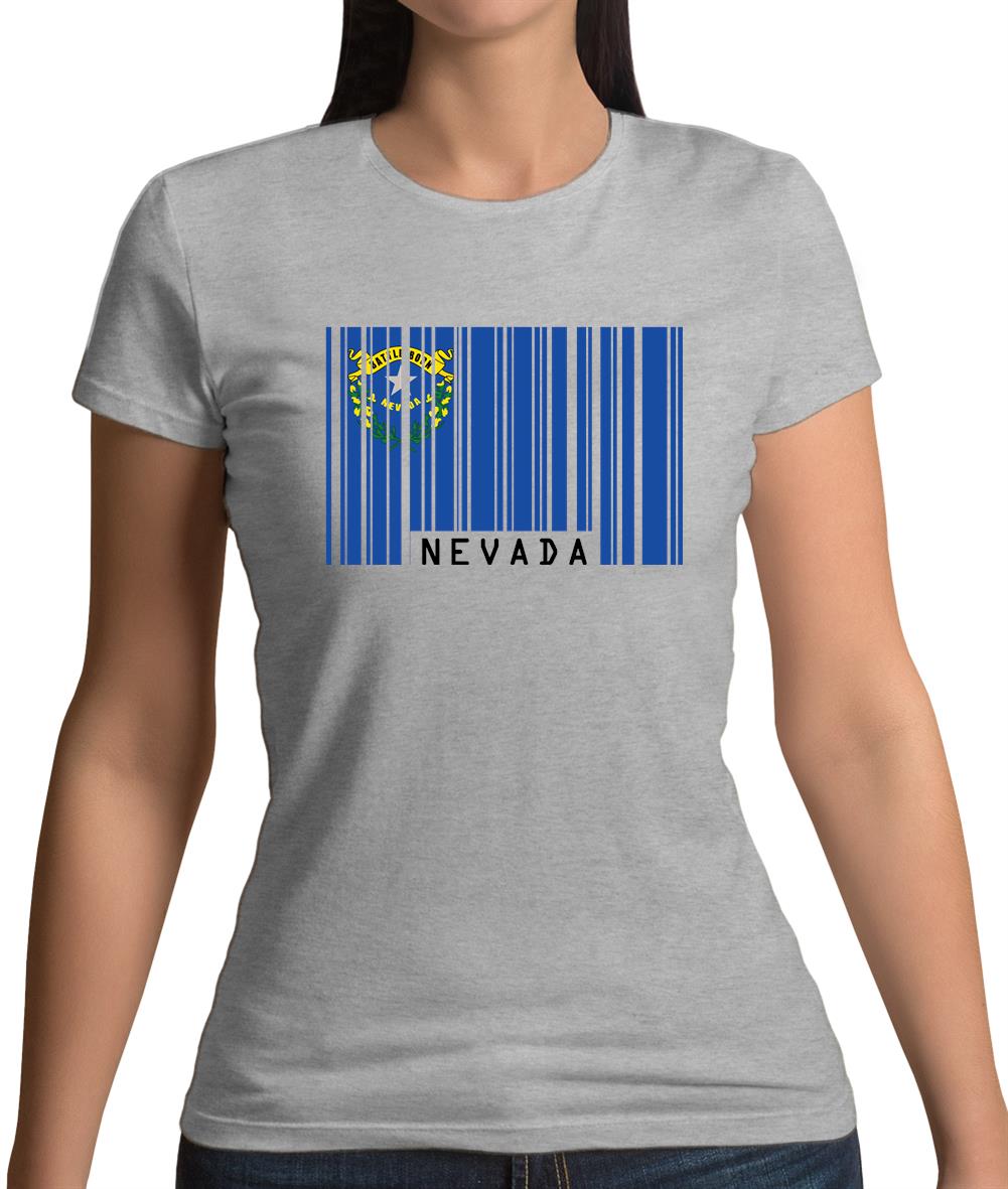 Nevada Barcode Style Flag Womens T-Shirt