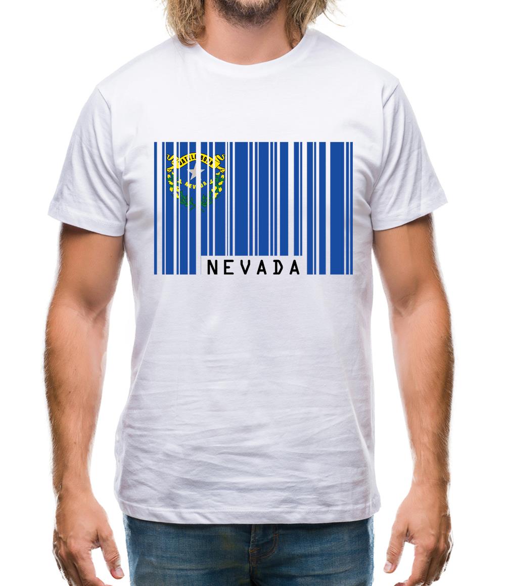 Nevada Barcode Style Flag Mens T-Shirt