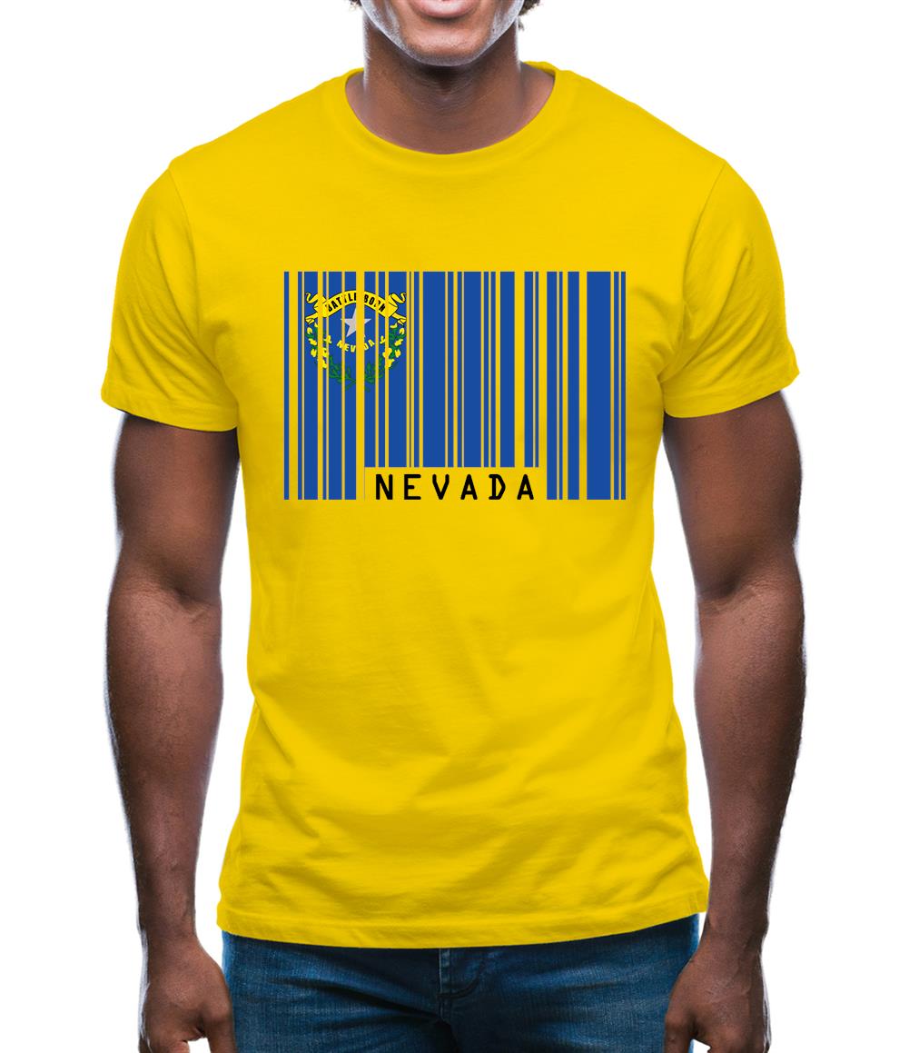 Nevada Barcode Style Flag Mens T-Shirt
