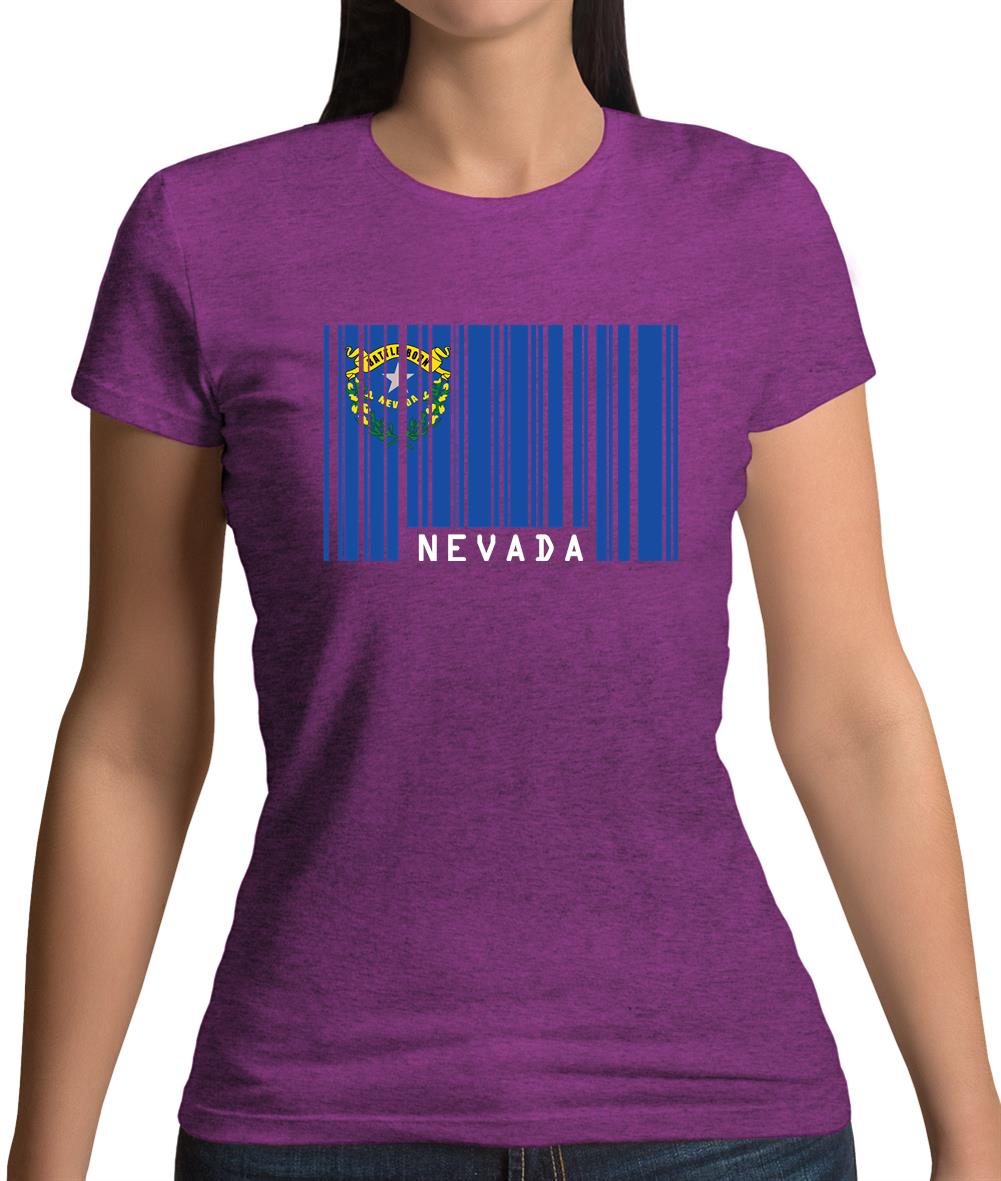 Nevada Barcode Style Flag Womens T-Shirt