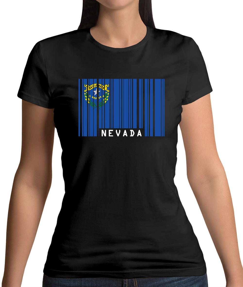Nevada Barcode Style Flag Womens T-Shirt