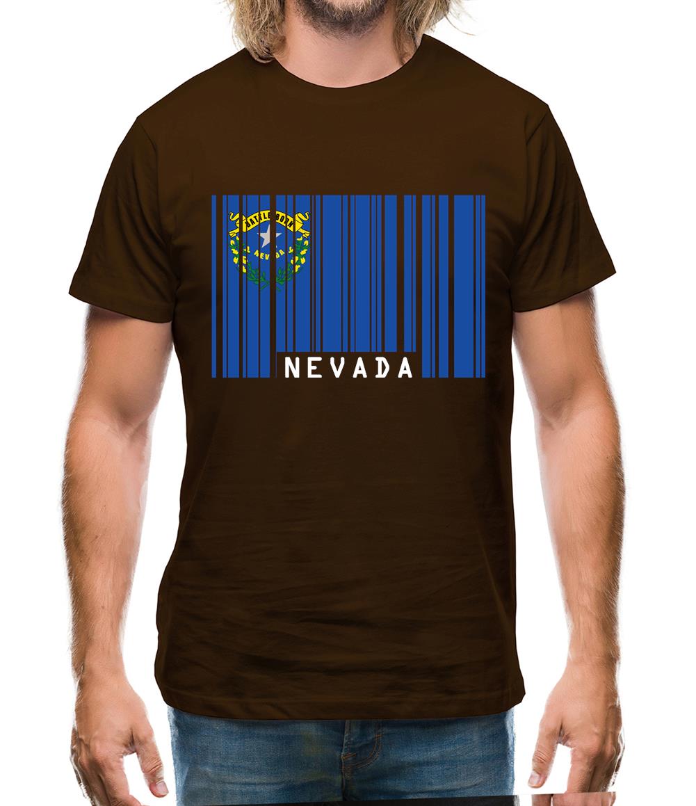 Nevada Barcode Style Flag Mens T-Shirt