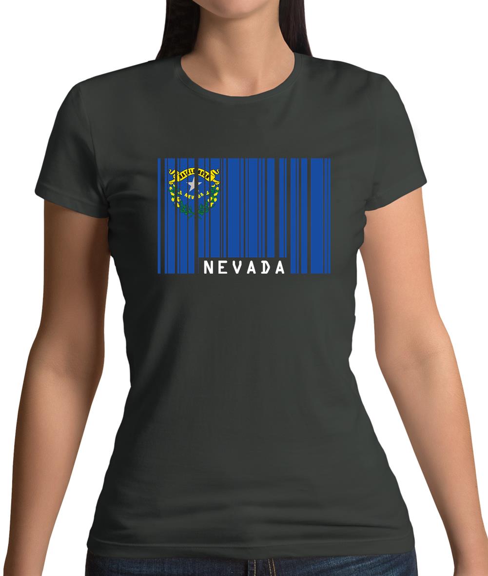 Nevada Barcode Style Flag Womens T-Shirt