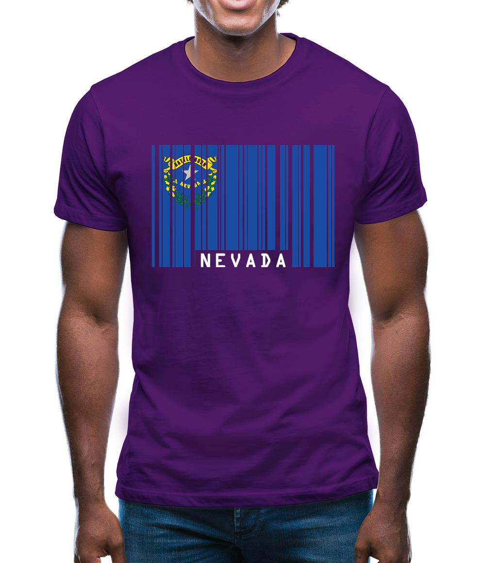 Nevada Barcode Style Flag Mens T-Shirt