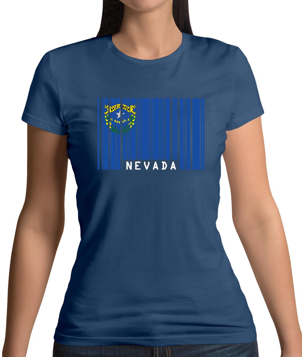 Nevada Barcode Style Flag Womens T-Shirt