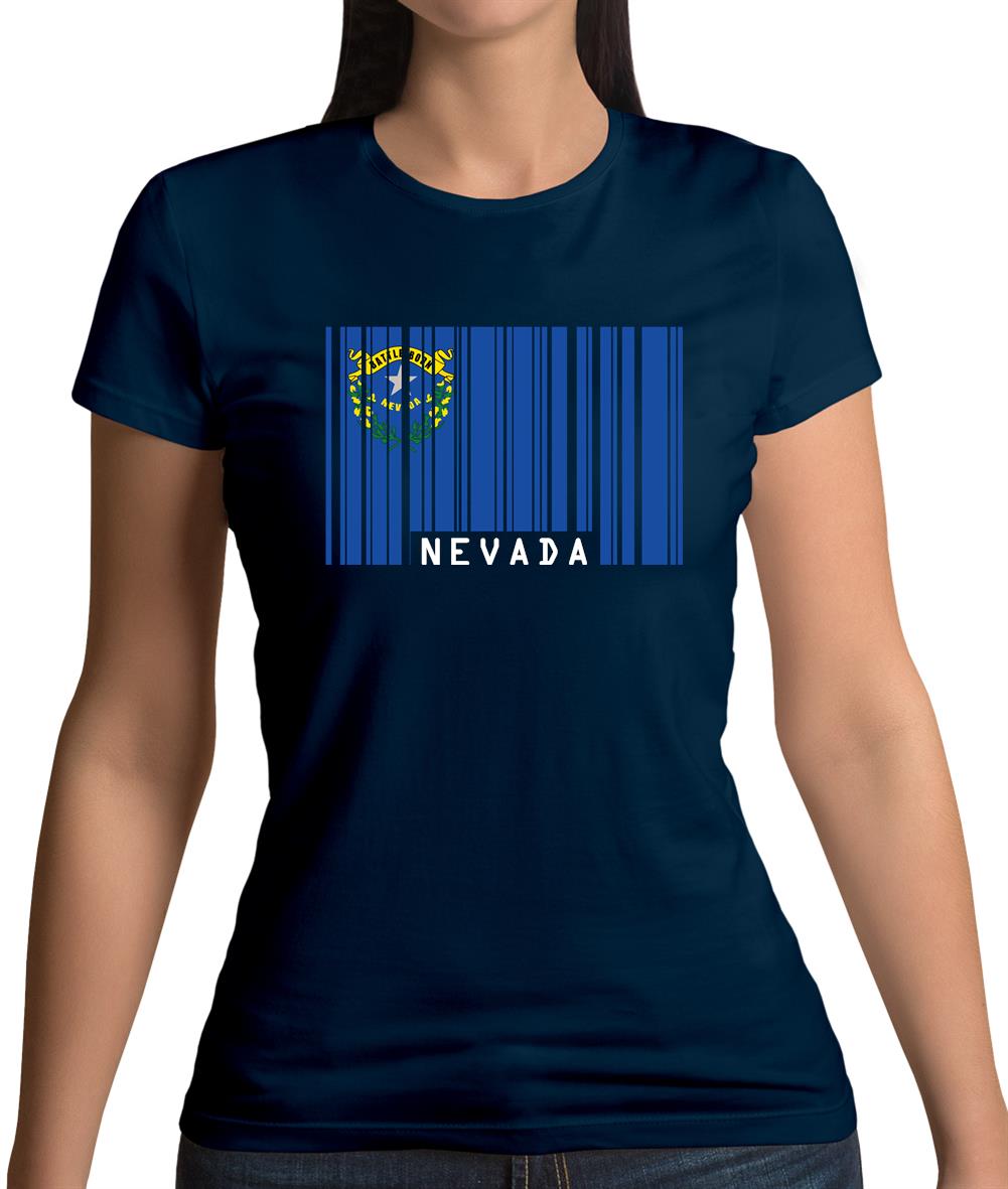 Nevada Barcode Style Flag Womens T-Shirt