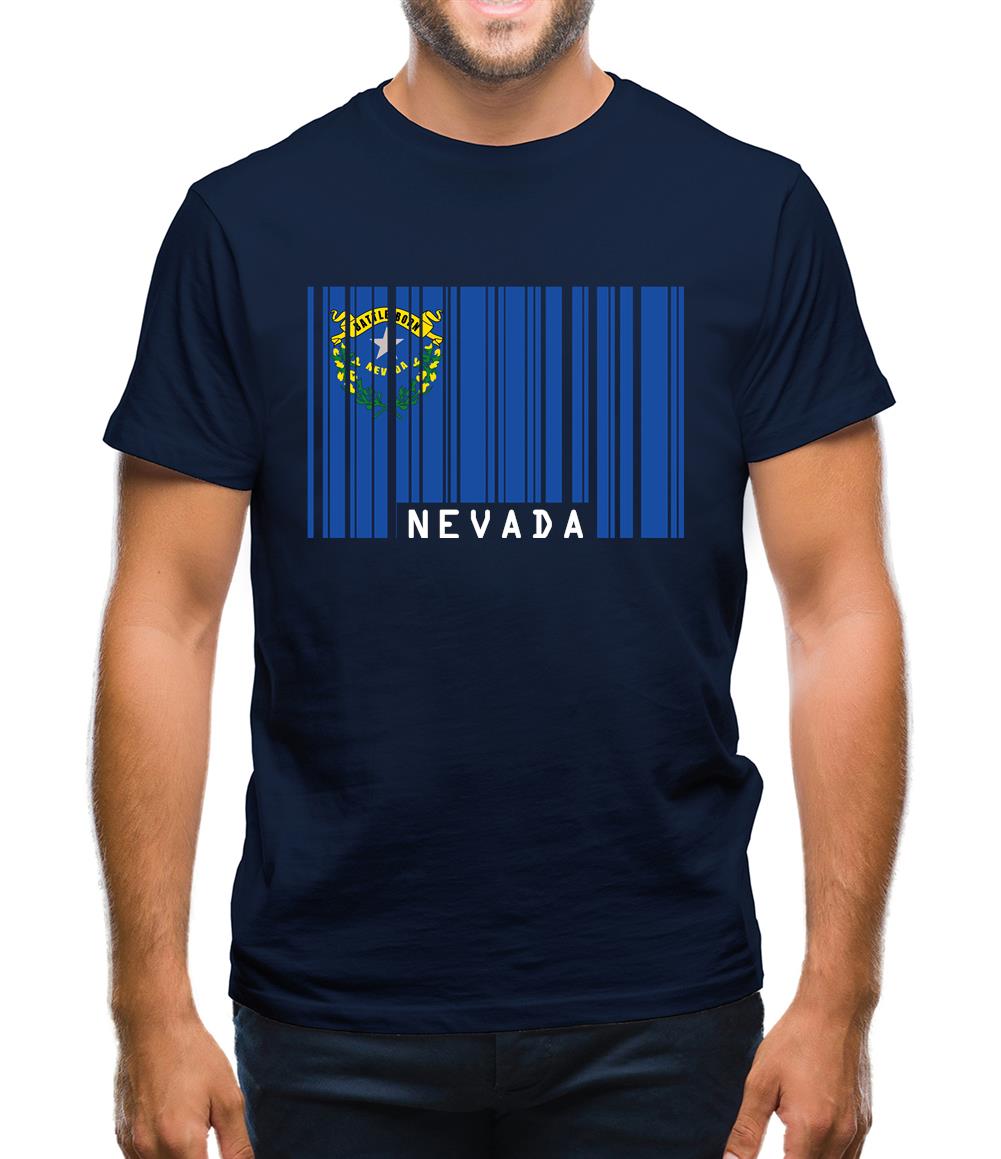 Nevada Barcode Style Flag Mens T-Shirt