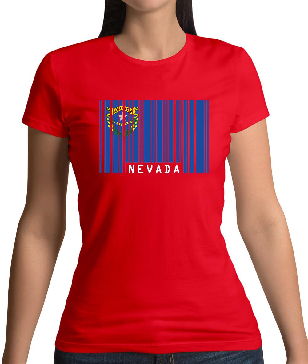 Nevada Barcode Style Flag Womens T-Shirt