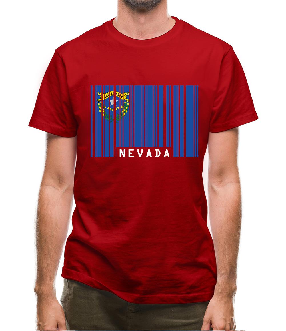 Nevada Barcode Style Flag Mens T-Shirt