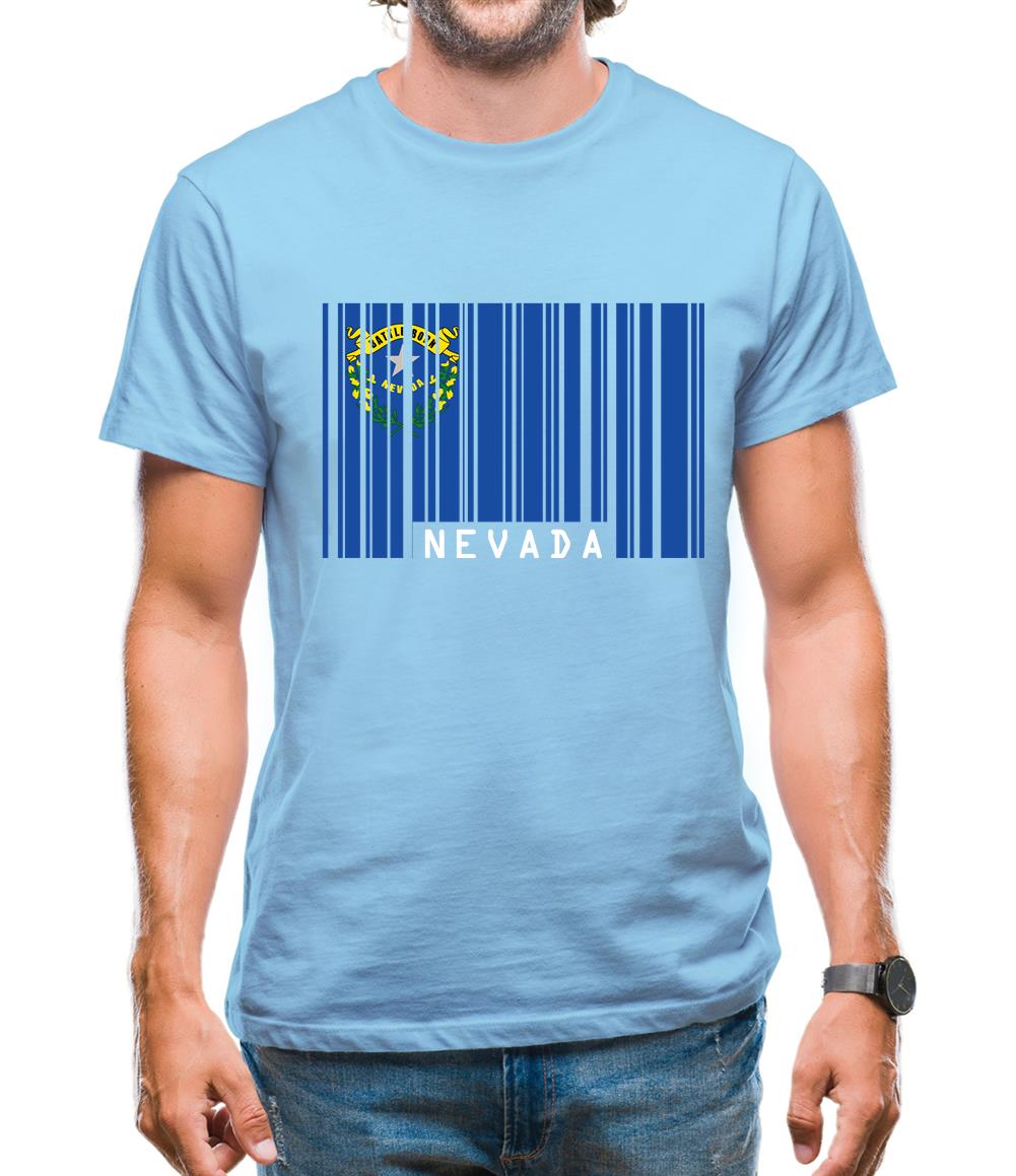 Nevada Barcode Style Flag Mens T-Shirt