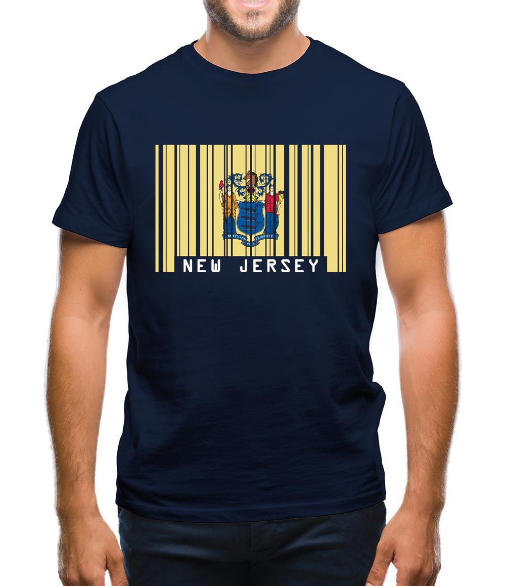 New Jersey  Barcode Style Flag Mens T-Shirt