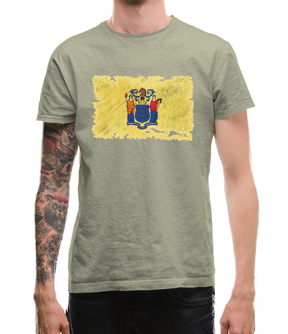 New Jersey Grunge Style Flag Mens T-Shirt