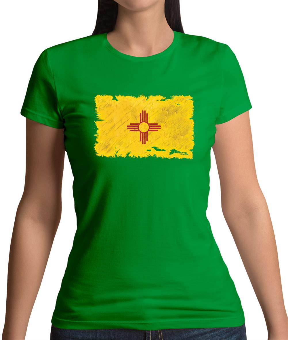 New Mexico Grunge Style Flag Womens T-Shirt