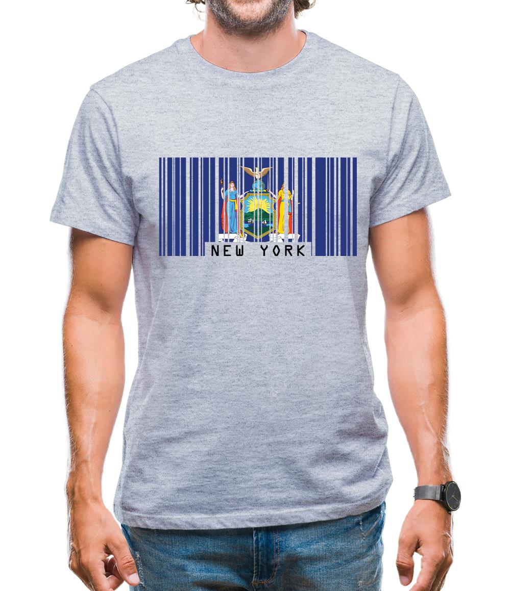 New York  Barcode Style Flag Mens T-Shirt
