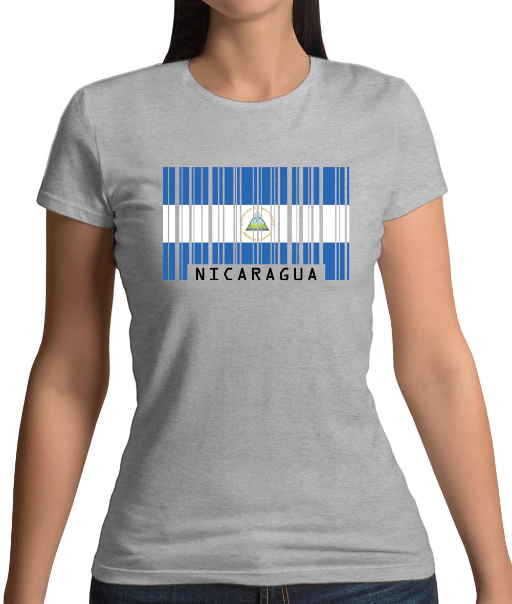 Nicaragua Barcode Style Flag Womens T-Shirt