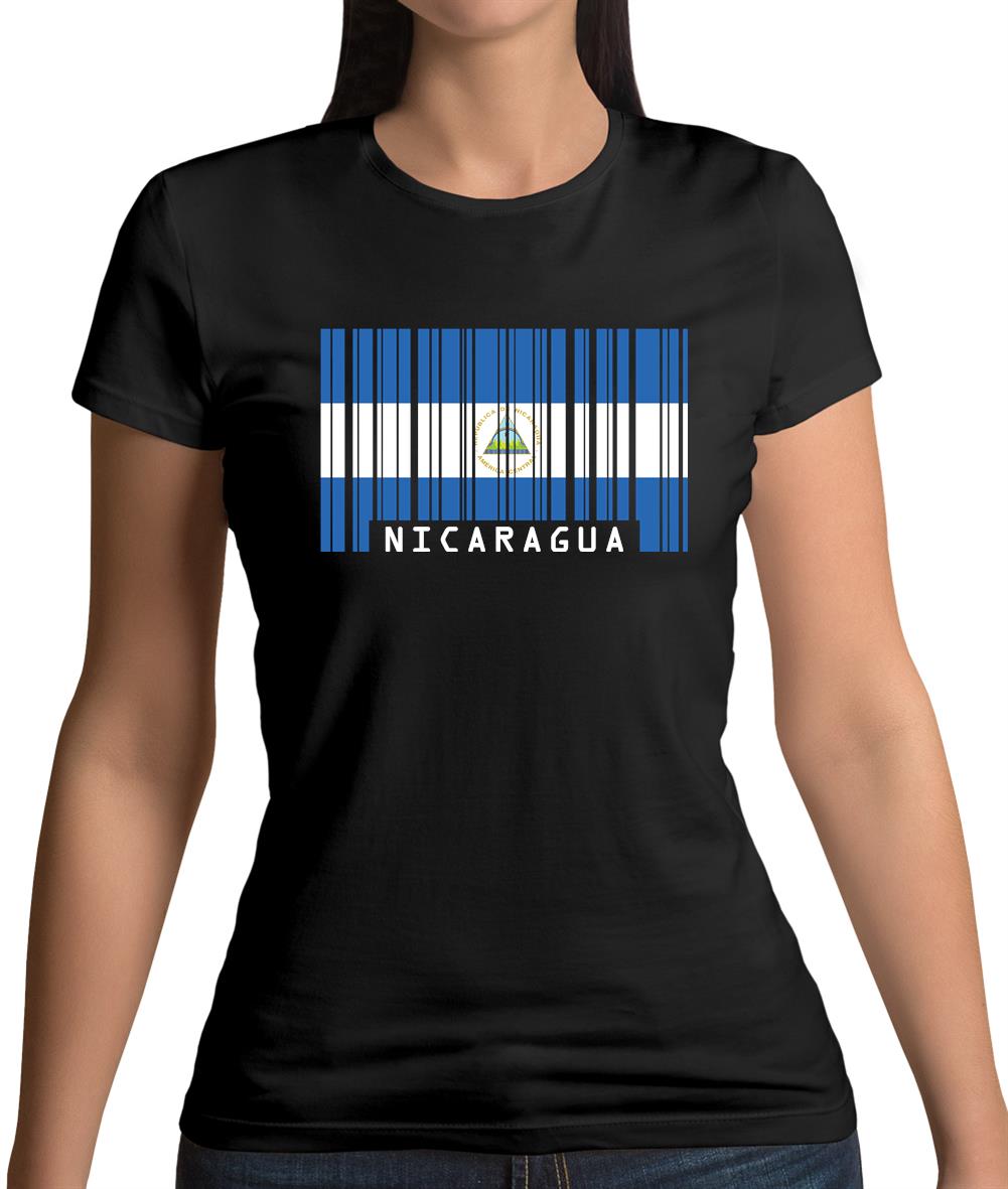 Nicaragua Barcode Style Flag Womens T-Shirt