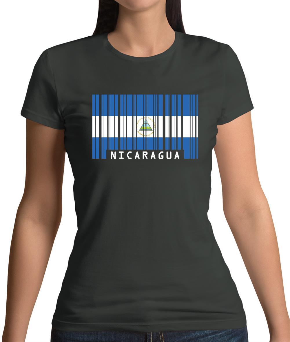 Nicaragua Barcode Style Flag Womens T-Shirt