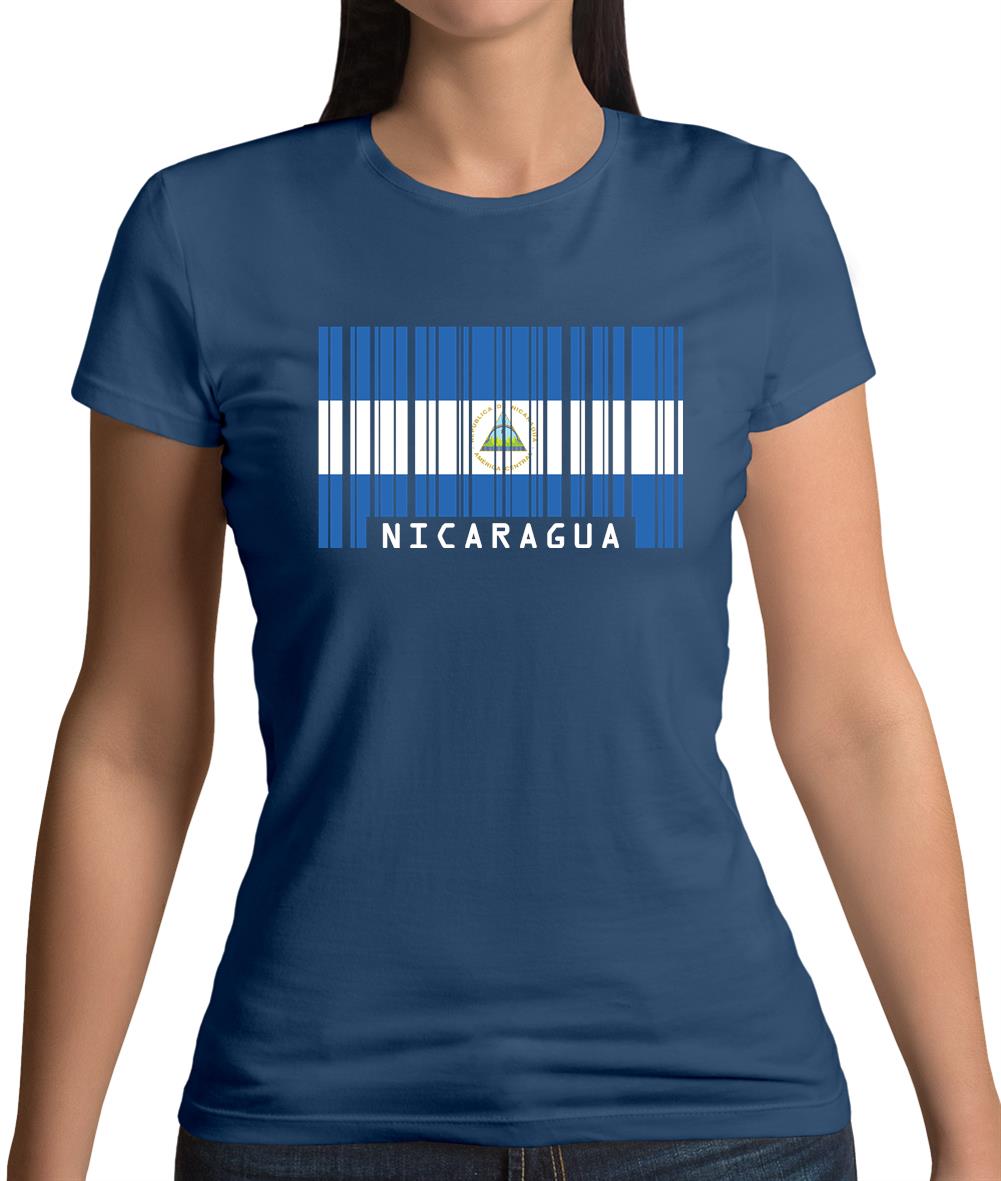 Nicaragua Barcode Style Flag Womens T-Shirt