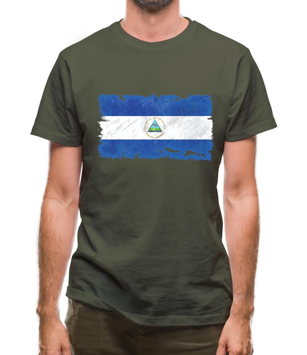 Nicaragua Grunge Style Flag Mens T-Shirt