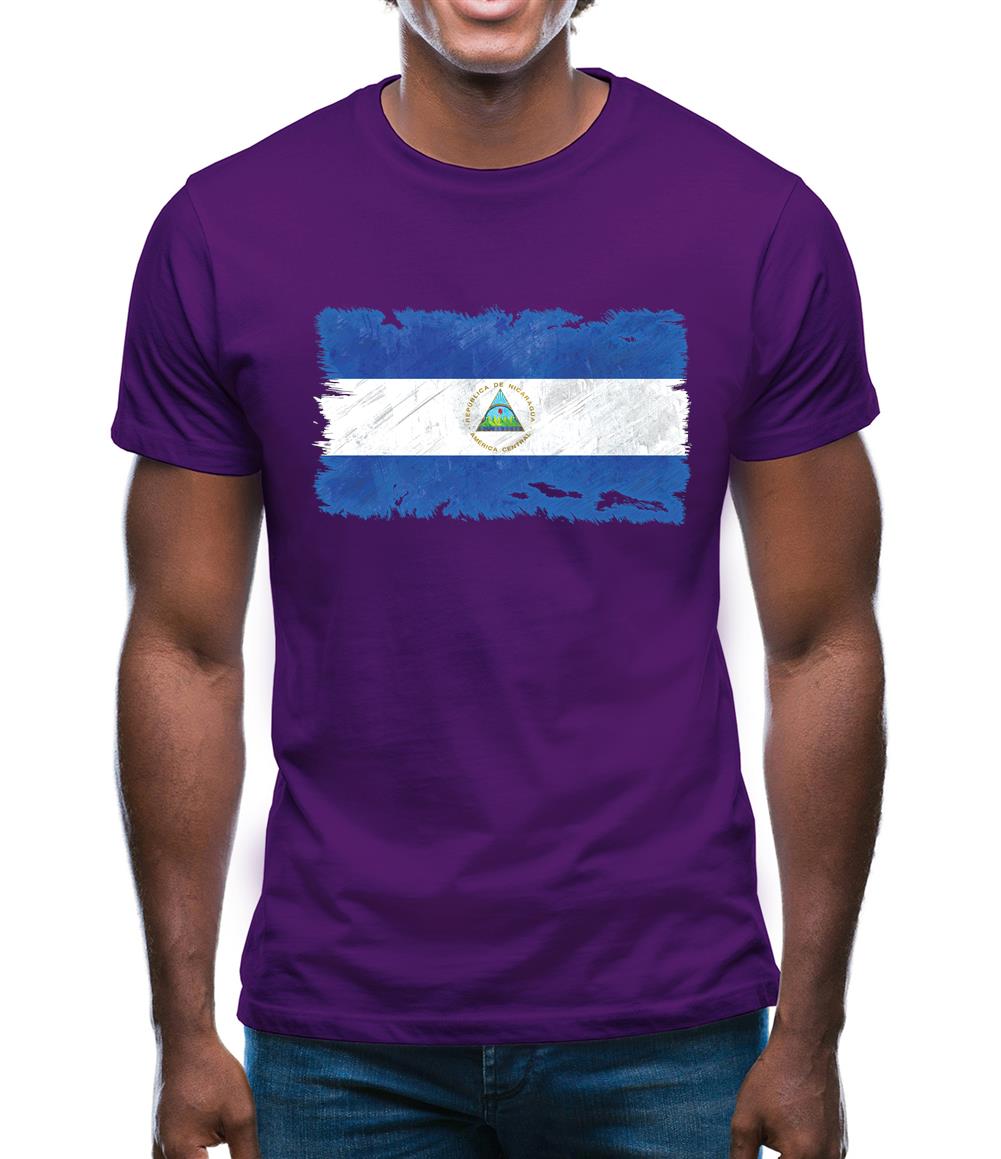 Nicaragua Grunge Style Flag Mens T-Shirt