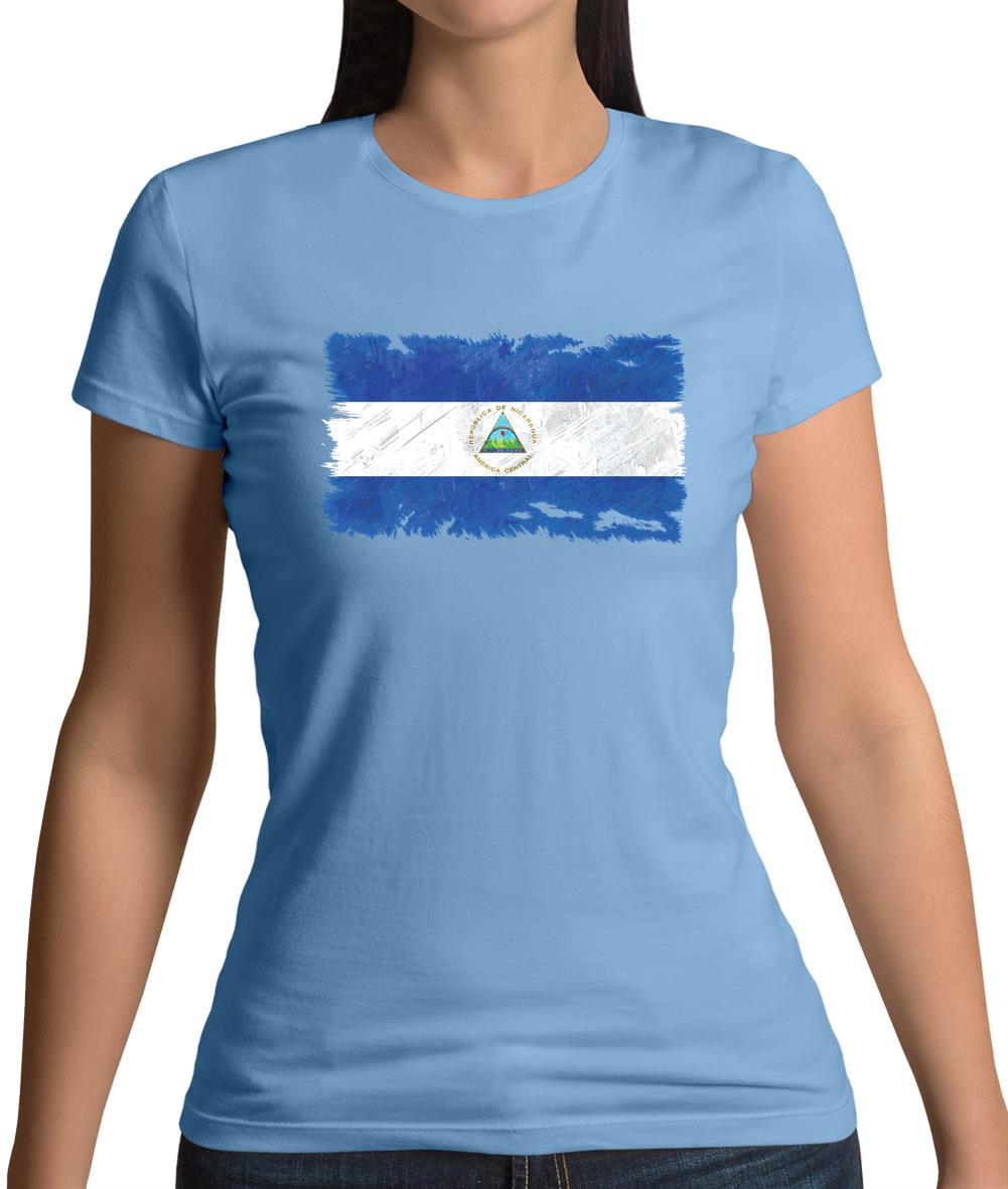 Nicaragua Grunge Style Flag Womens T-Shirt