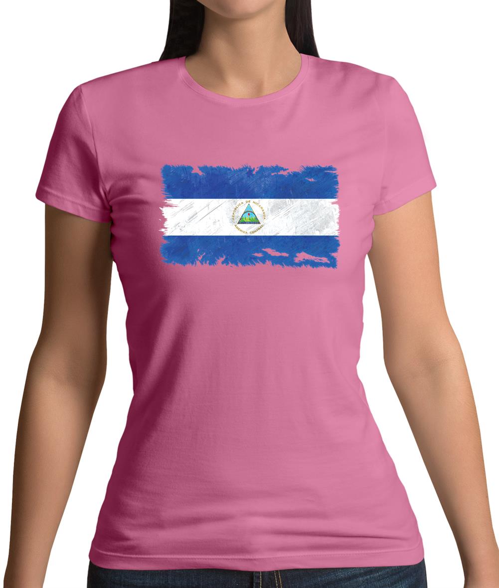 Nicaragua Grunge Style Flag Womens T-Shirt