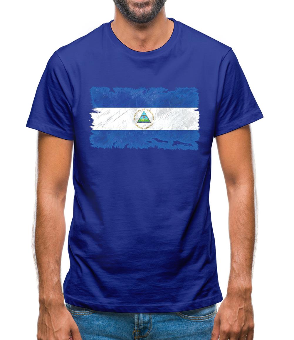 Nicaragua Grunge Style Flag Mens T-Shirt