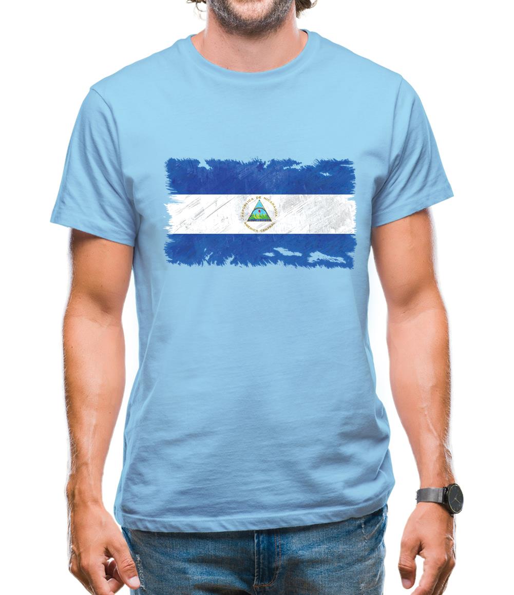 Nicaragua Grunge Style Flag Mens T-Shirt