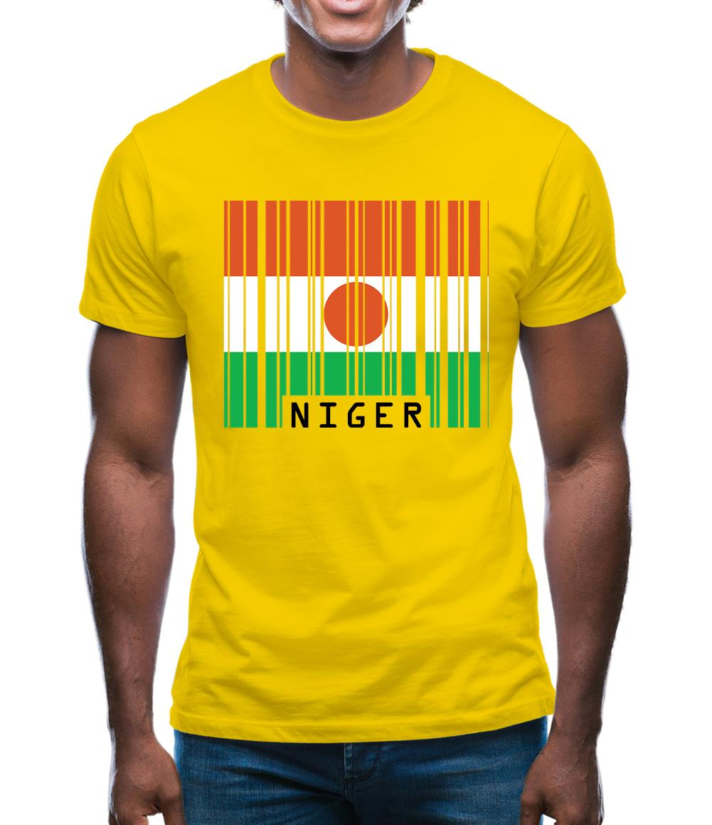 Niger Barcode Style Flag Mens T-Shirt