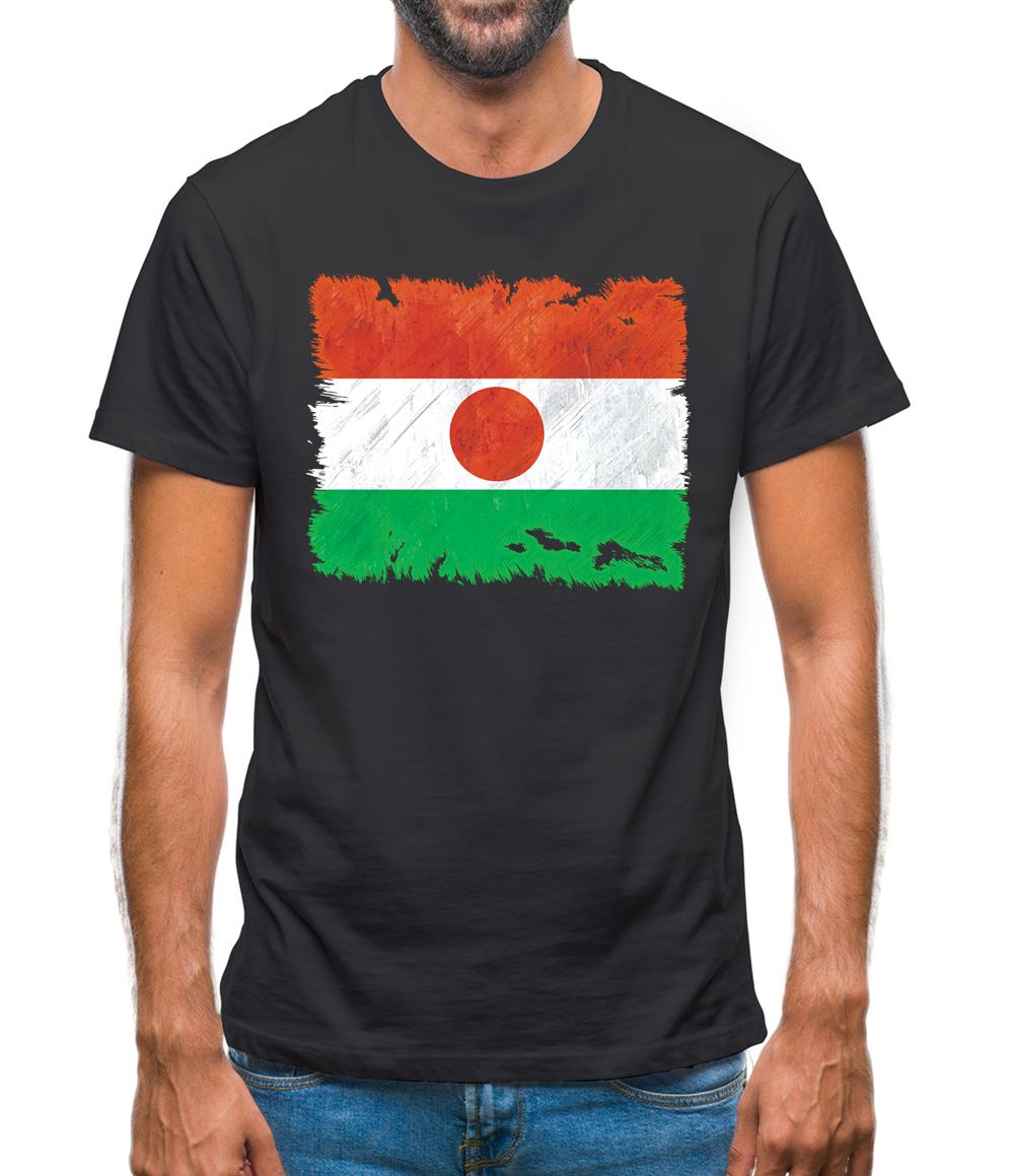 Niger Grunge Style Flag Mens T-Shirt