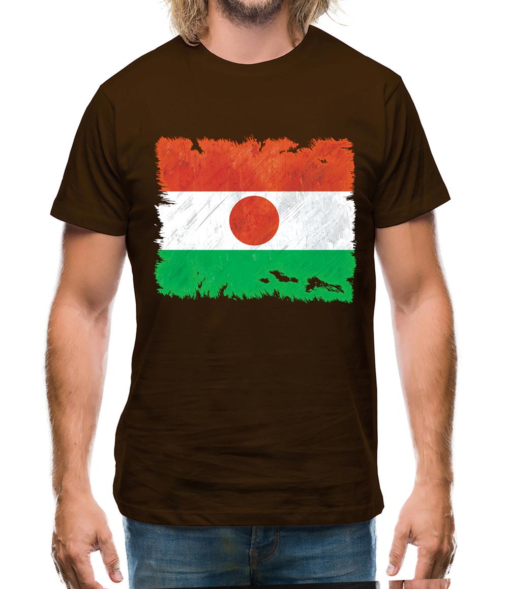 Niger Grunge Style Flag Mens T-Shirt