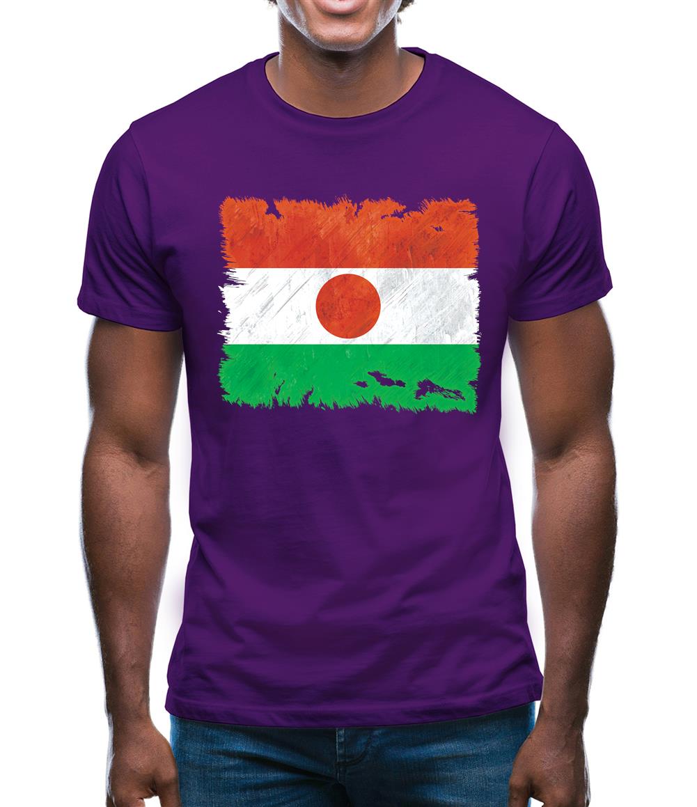 Niger Grunge Style Flag Mens T-Shirt